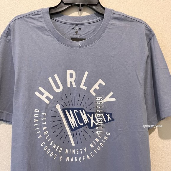 Hurley Varsity Athletics GraphicMens Cotton Jersey Short Sleeve Shirt Gray Large - Picture 2 of 3